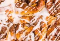 Peach Cobbler Cinnamon Rolls with Brown Sugar Glaze