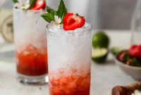 Strawberry Gin Smash Cocktail with Basil and Elderflower
