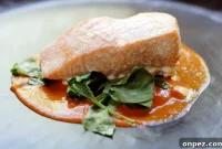 Oven-Roasted Red Pepper Salmon with Sauteed Spinach