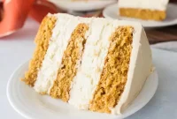 Decadent Pumpkin Cheesecake Layer Cake with Caramel Frosting