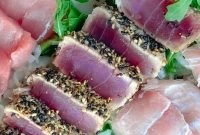 Sesame Crusted Tuna Tataki with Pickled Onions