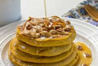 Fluffy Pumpkin Pancakes with Peanut Butter Swirl