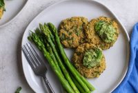 Crispy Quinoa Cakes with Fresh Basil Pesto