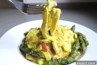 Keto Tagliatelle with Wild Salmon and Asparagus