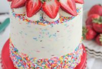 Strawberry Funfetti Cake Recipe with Sprinkles