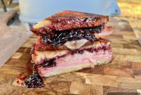 Grilled Ham and Cheese Sandwich with Jammy Bourbon Cherries