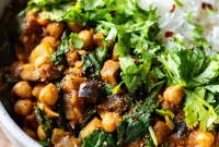 Chickpea, Eggplant and Potato Curry with Spinach Recipe