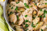 Creamy Lemon Chicken with Crispy Potato Wedges