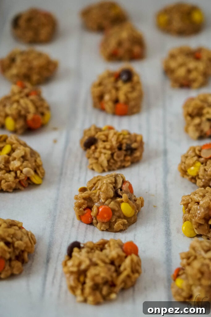 No-Bake Rice Krispies Cookies Recipe 8 A tray full of Rice Krispies No Bake Cookies cools.