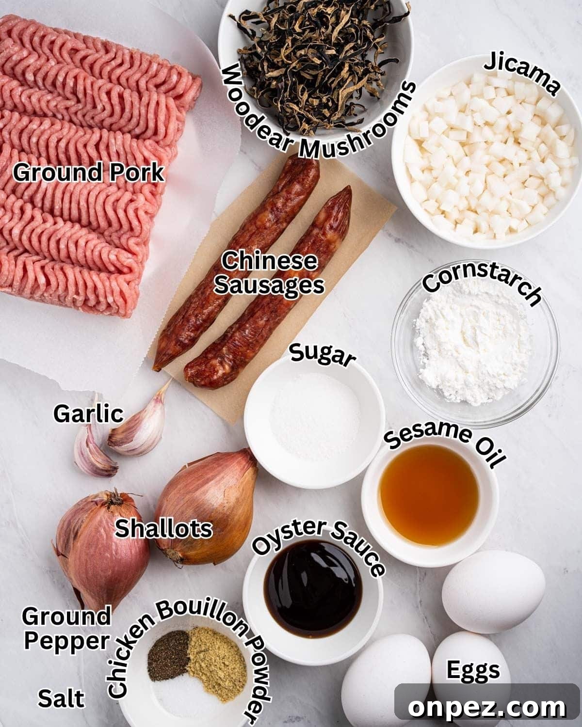 labeled banh bao filling ingredients.