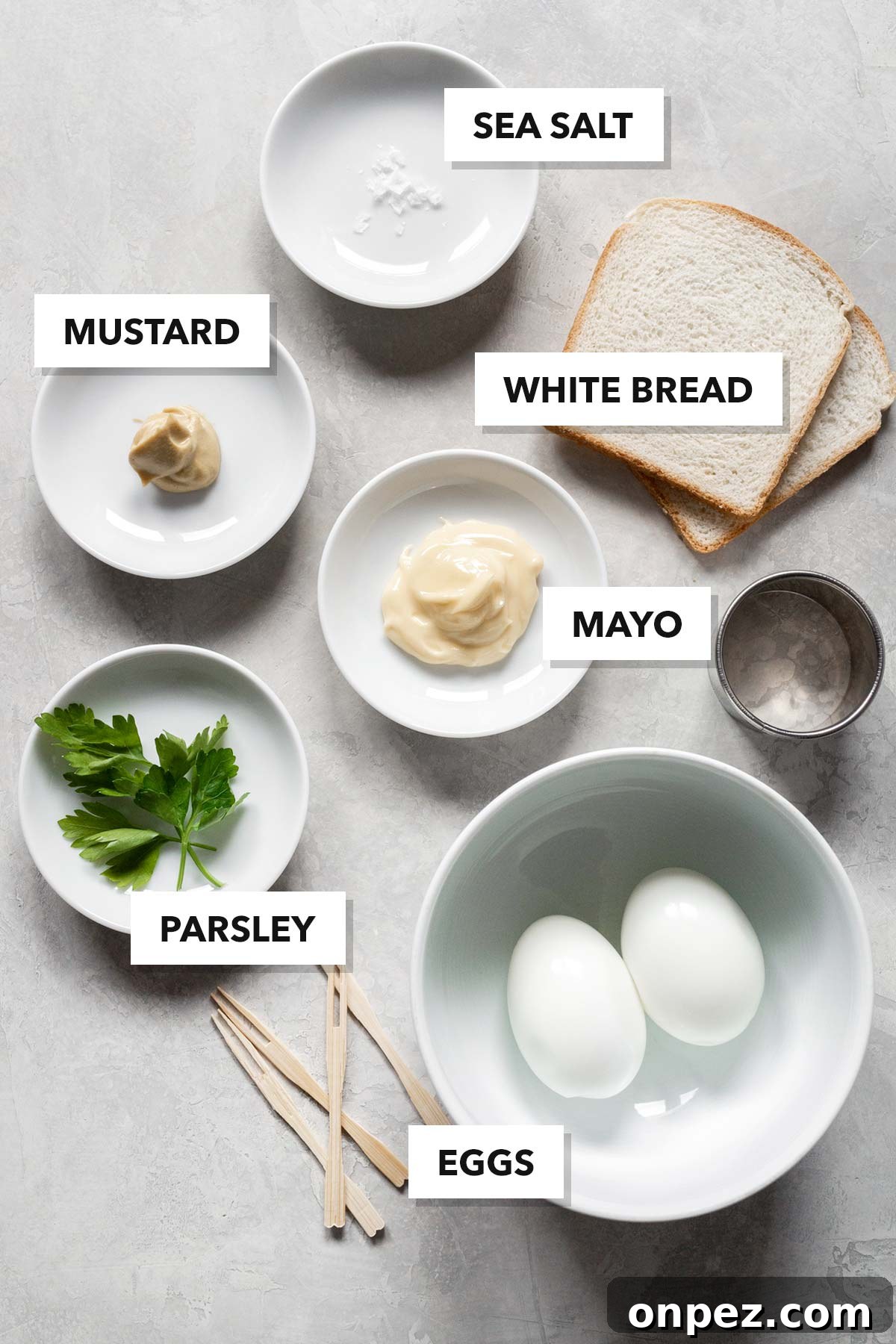 Creamy Egg Salad Tea Sandwiches Recipe 4 Egg salad tea sandwich ingredients.