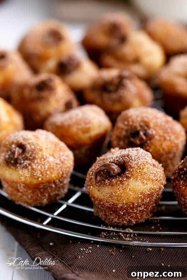 Side view of Nutella Churro Donut Holes 