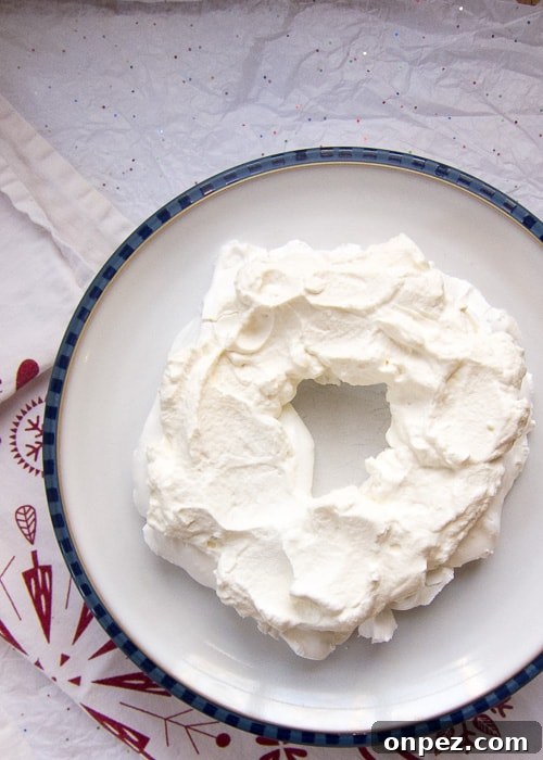 Pavlova with fruit and mint
