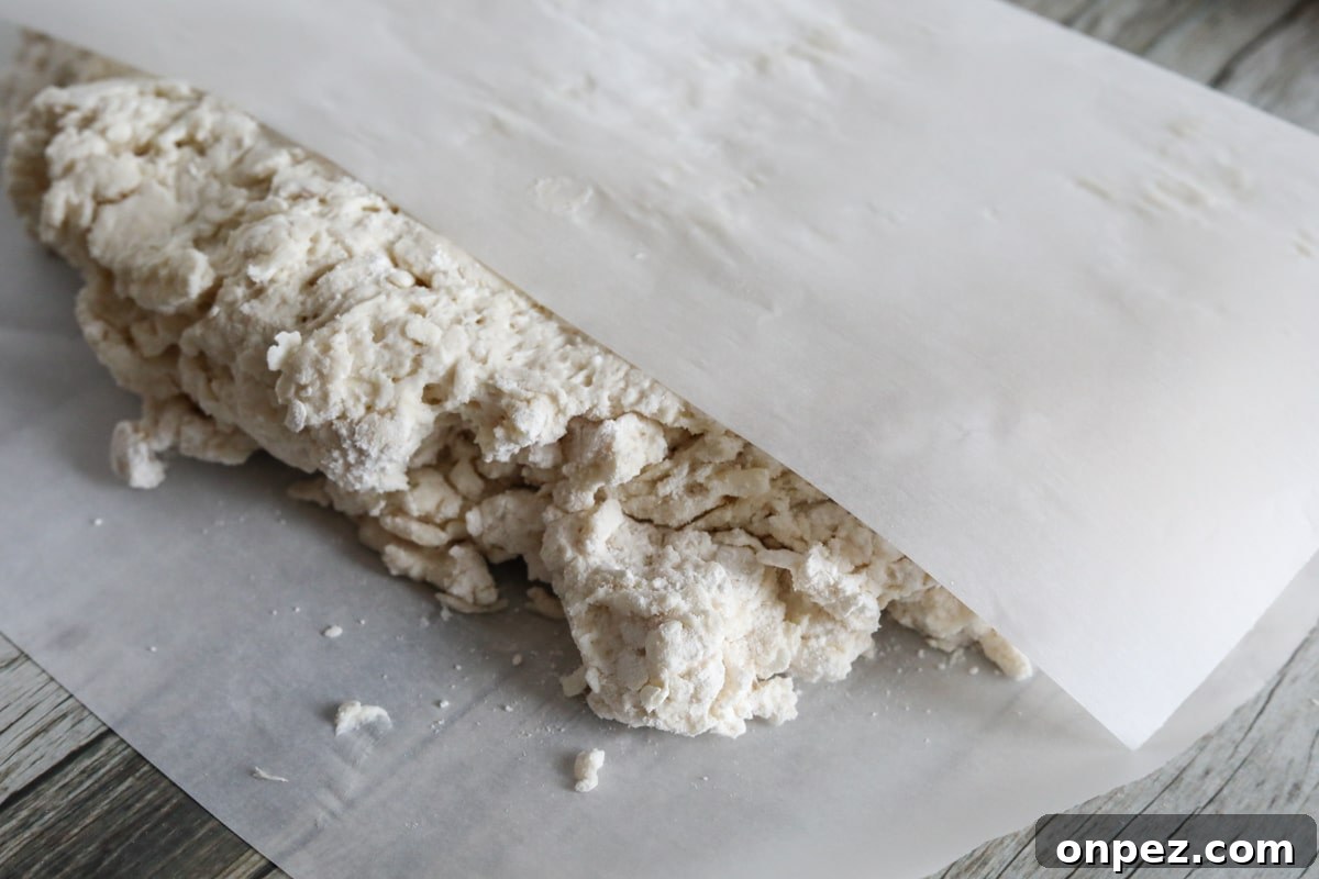 Flaky Homemade Buttermilk Biscuits from Scratch 7 the dough being folded on top of itself
