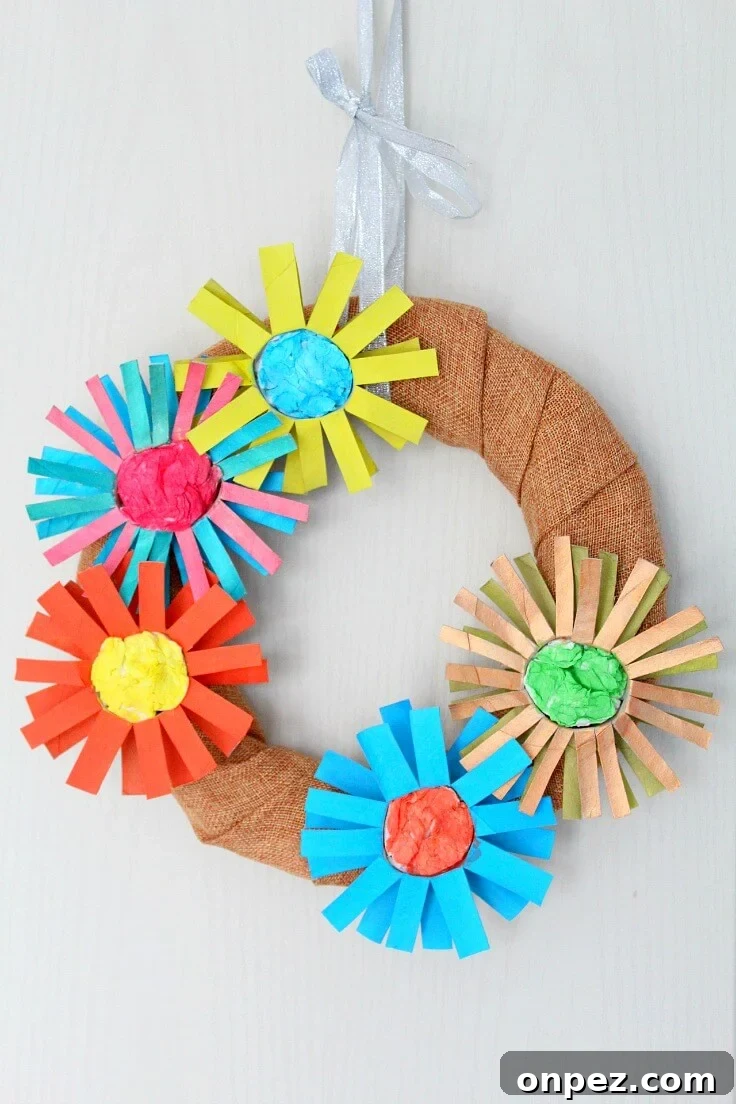 DIY Paper Tube Flower Wreath Tutorial 2 Paper flower wreath