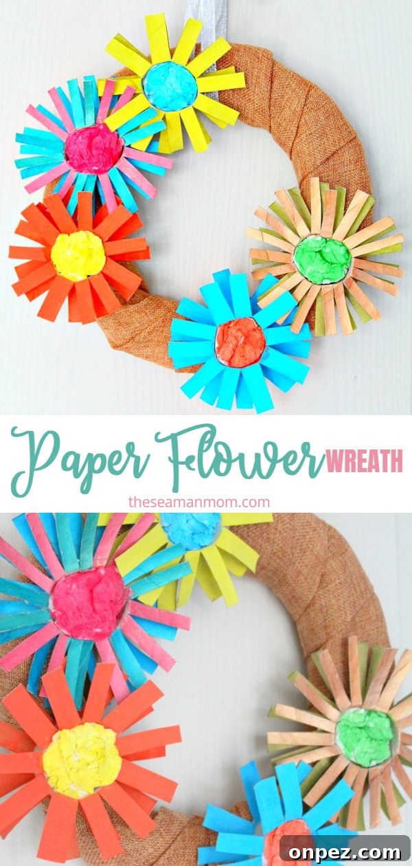 DIY Paper Tube Flower Wreath Tutorial 10 Paper flower wreath