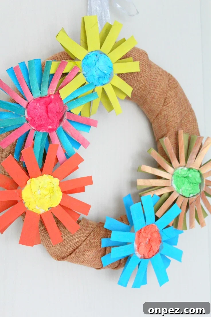 DIY Paper Tube Flower Wreath Tutorial 3 Toilet paper roll wreath