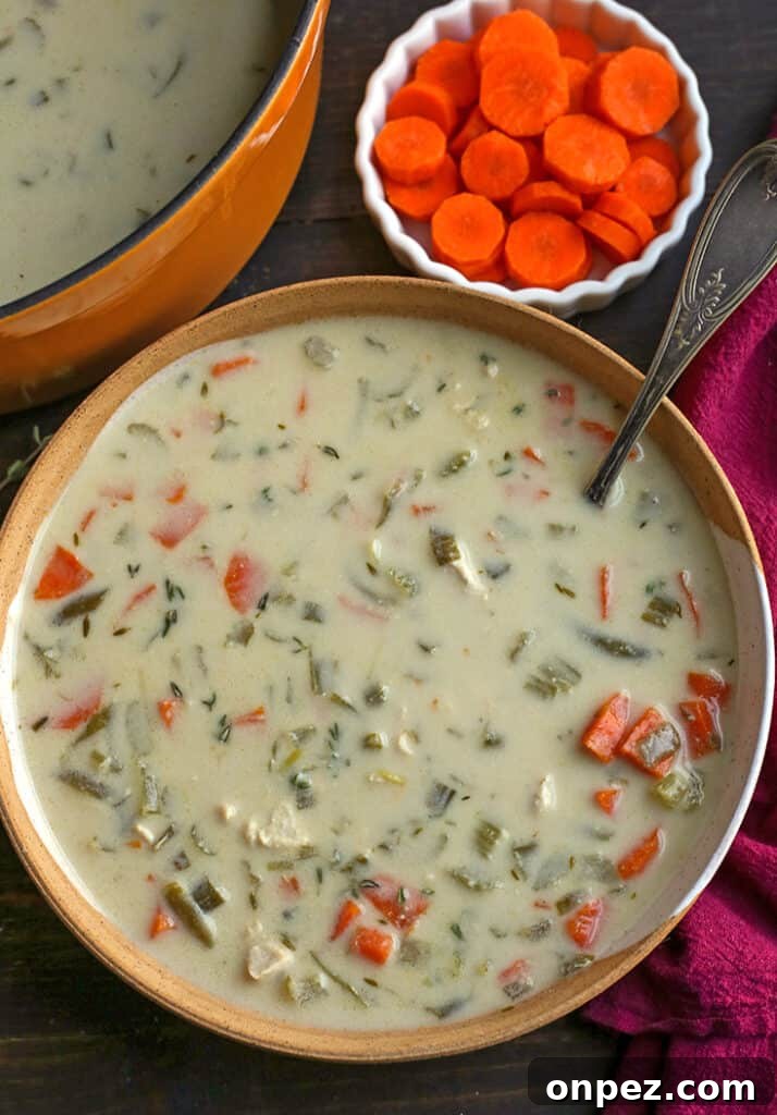 bowl of paleo whole30 creamy chicken soup