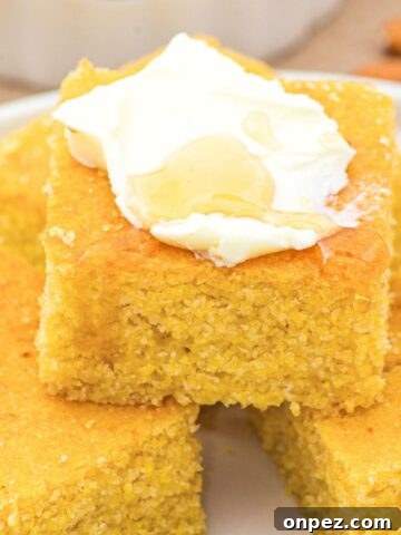 Up close view of almond flour cornbread