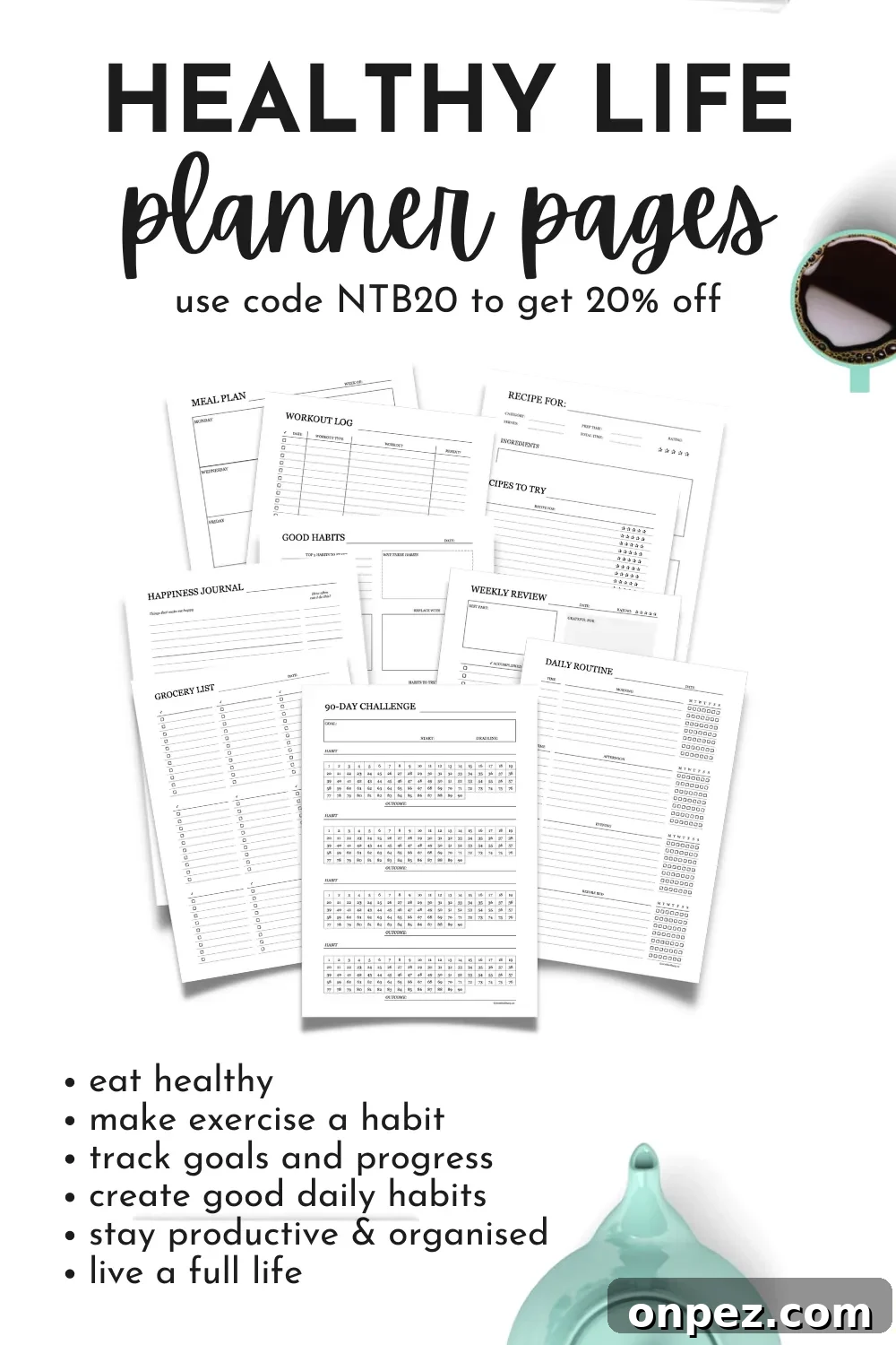 5 At-Home Yoga Routines for Weight Loss and Toning 3 fitness planner pages