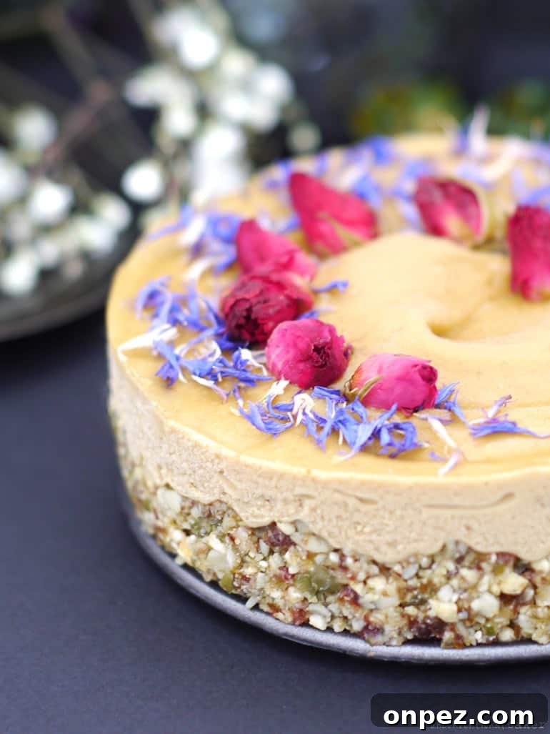 Sunflower Seed Butter Cheesecake (No-Bake & Free From: dairy, nuts, gluten & grains, refined sugar, coconut, and added oils)