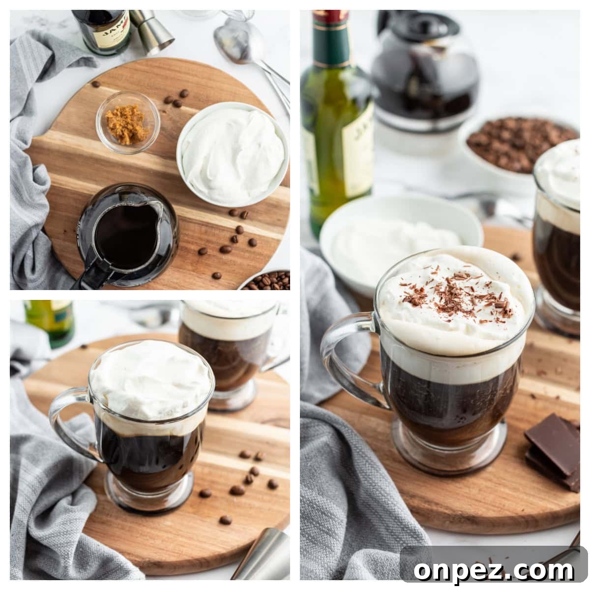 How to Make Irish Coffee three photos showing how to make irish coffee
