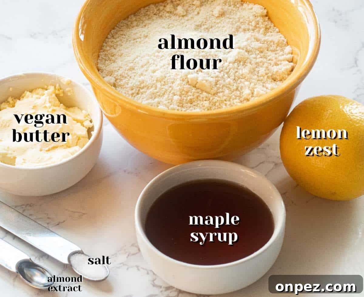 ingredients for vegan almond flour lemon cookies