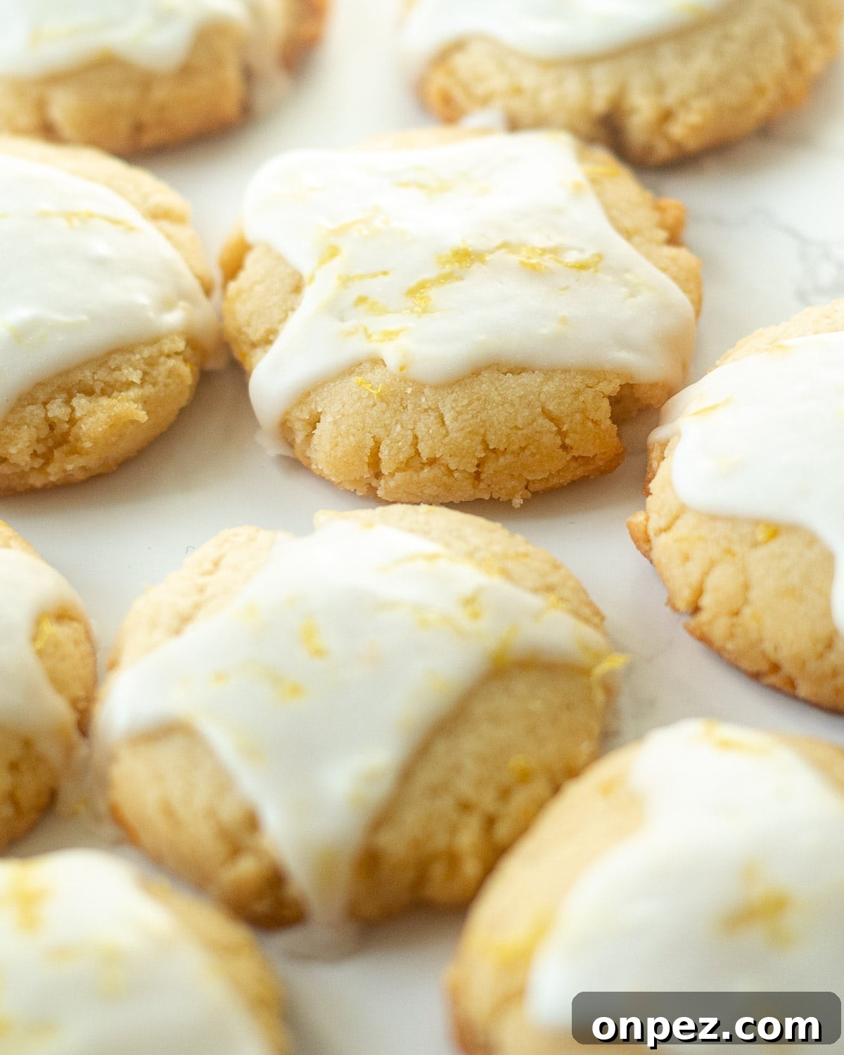 almond lemon cookies on a tray