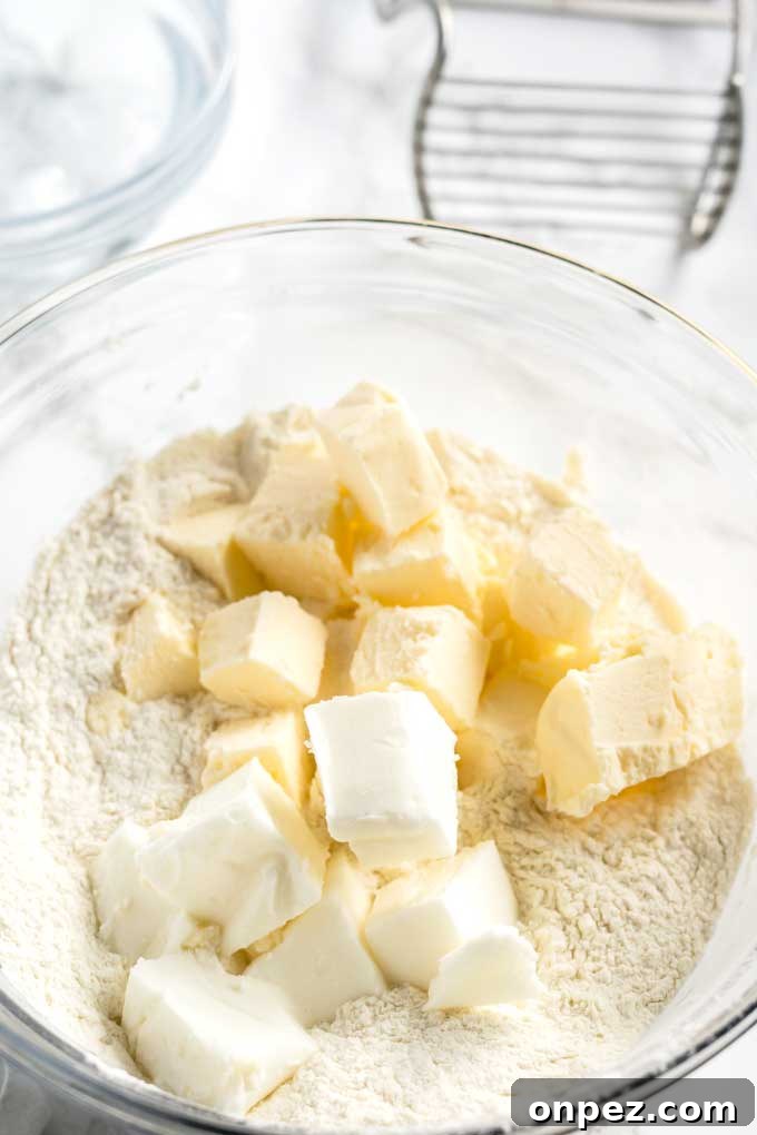 Perfect Homemade Pie Crust Recipe: Flaky and Foolproof 6 Flour, diced butter and diced lard in a glass bowl