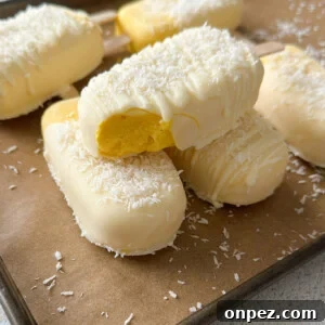 Mango coconut ice cream bars.