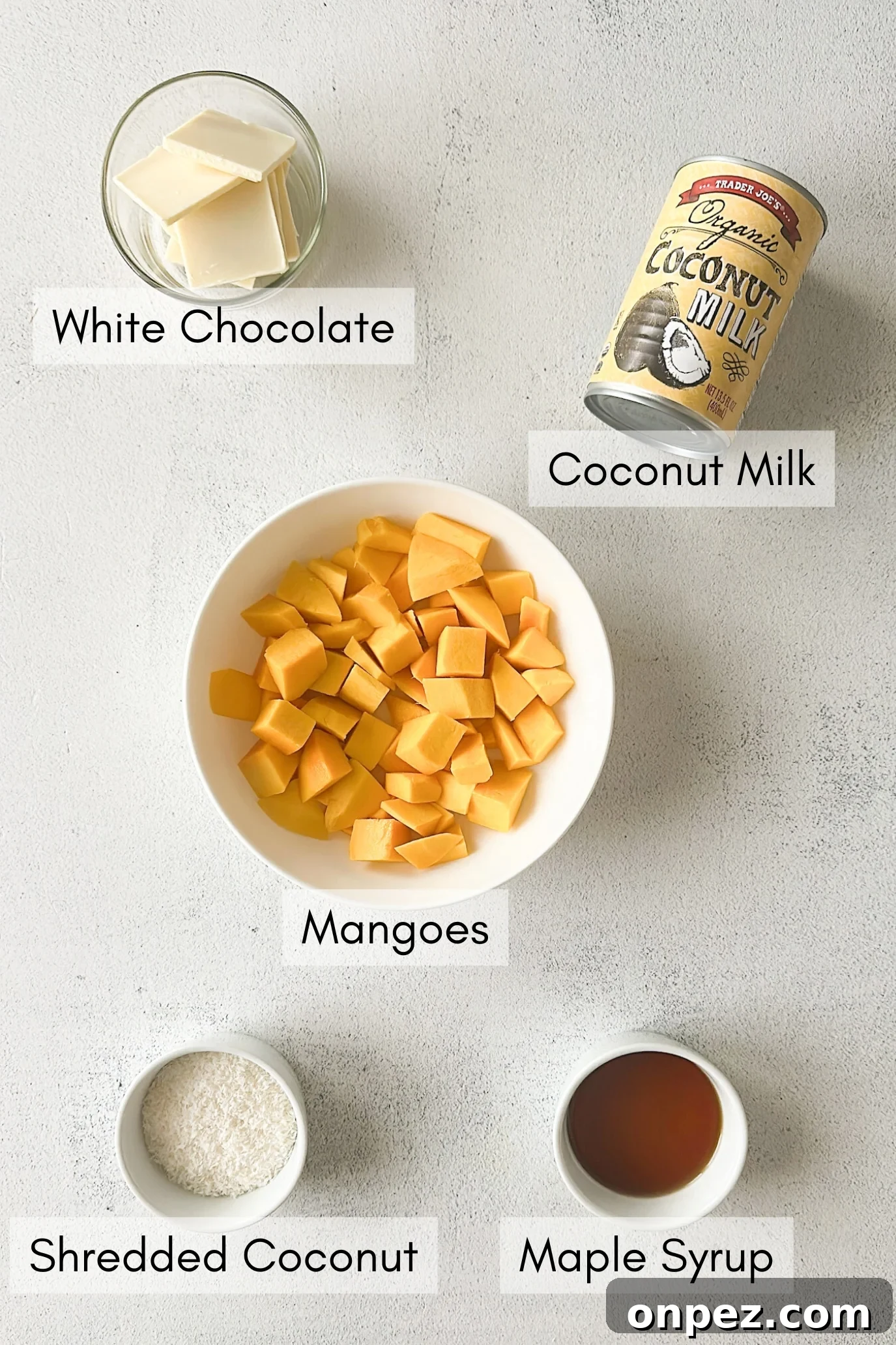 Ingredients to make mango ice cream bars.