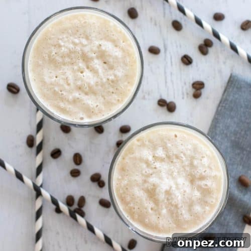 glasses with the frozen cappuccino recipe from overhead