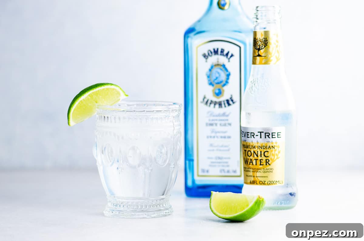 gin and tonic with sapphire gin and fever tree tonic