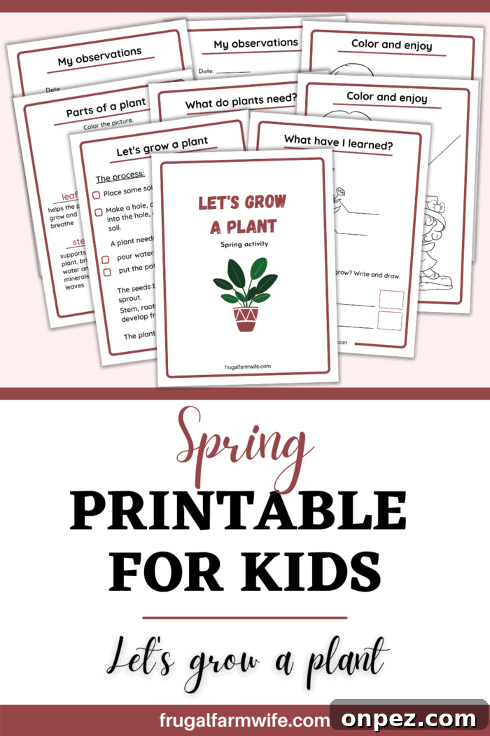 Printable Spring Garden Activities for Kids 2 Image shows several printables with text that reads "Spring Printable for Kids"