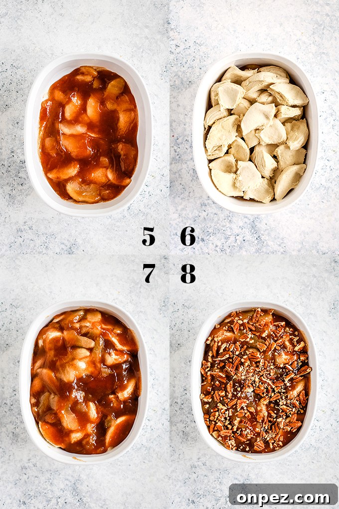 How to prepare Apple Pie Biscuit Casserole, steps 5-8.