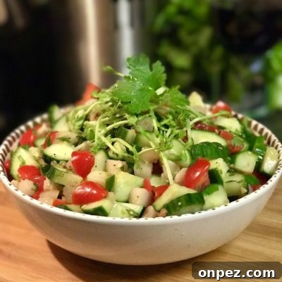 spicy cucumber tomato water chestnut salad