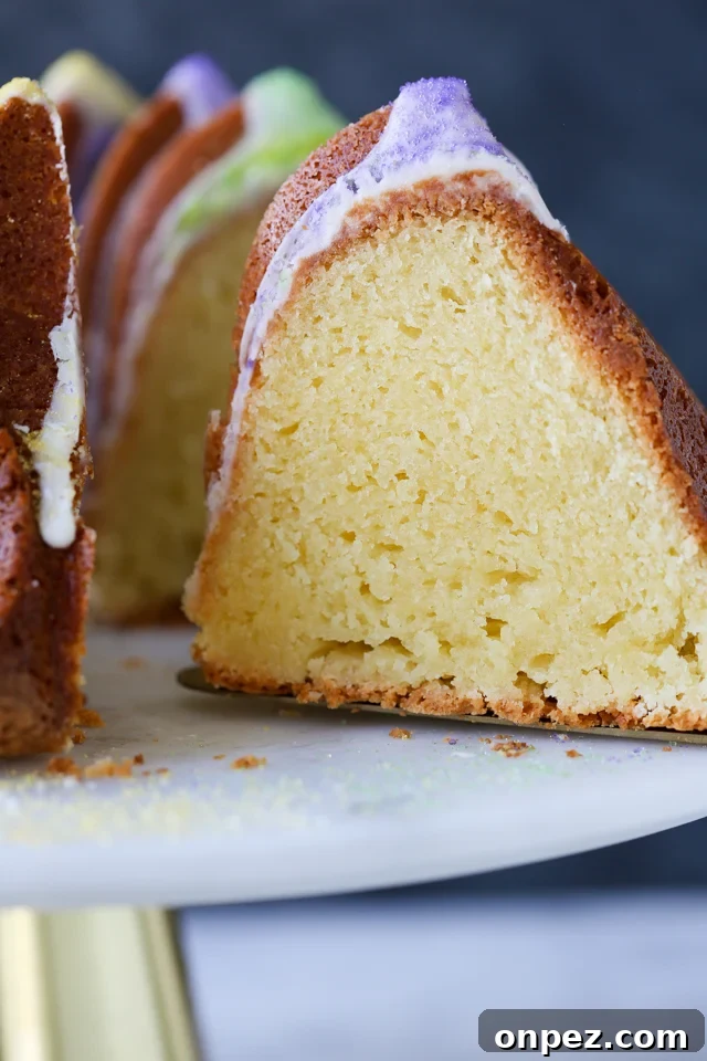 Mardi Gras Bundt Cake with Colorful Glaze 5 Mardi Gras Bundt Cake