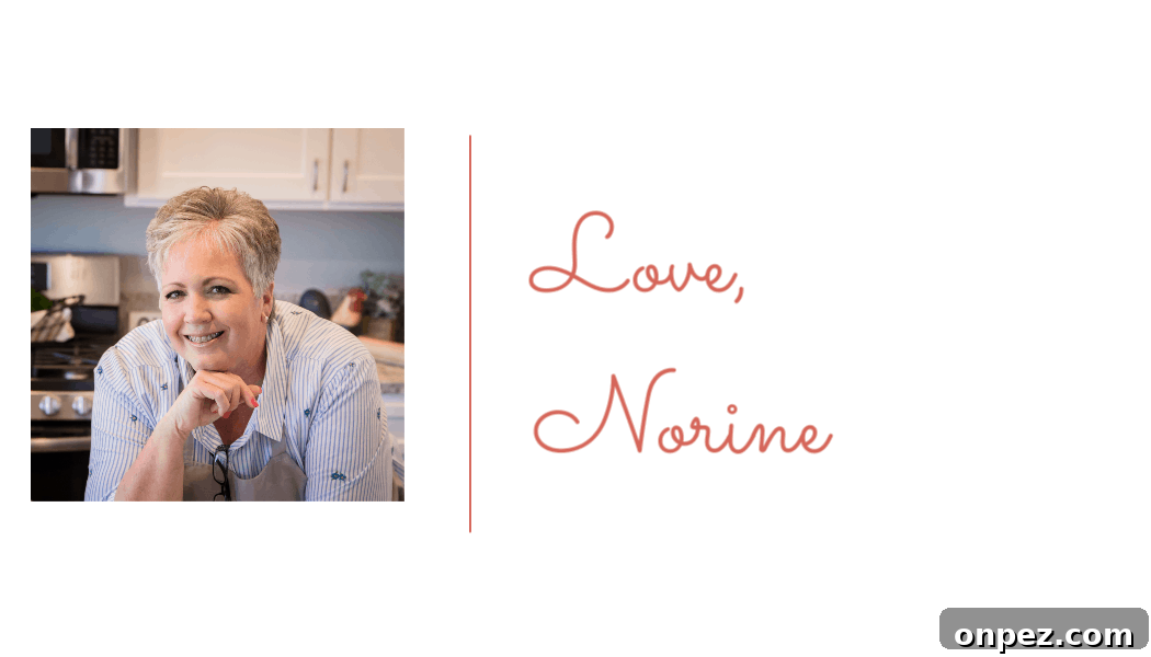 Photo of Norine with her signature