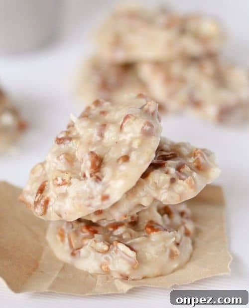 Coconut pecan praline no bake cookie