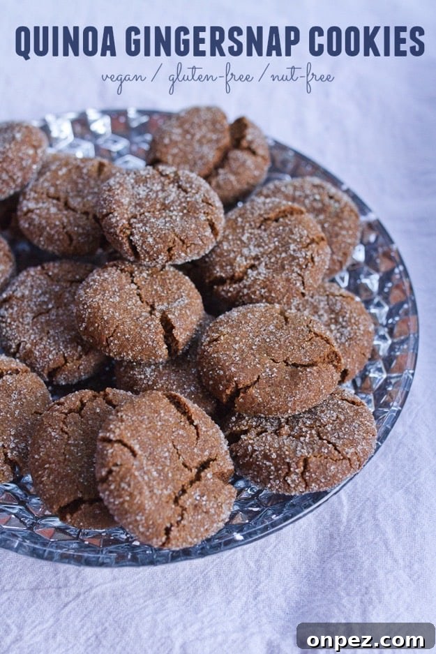 Quinoa gingersnap cookies vegan gluten free