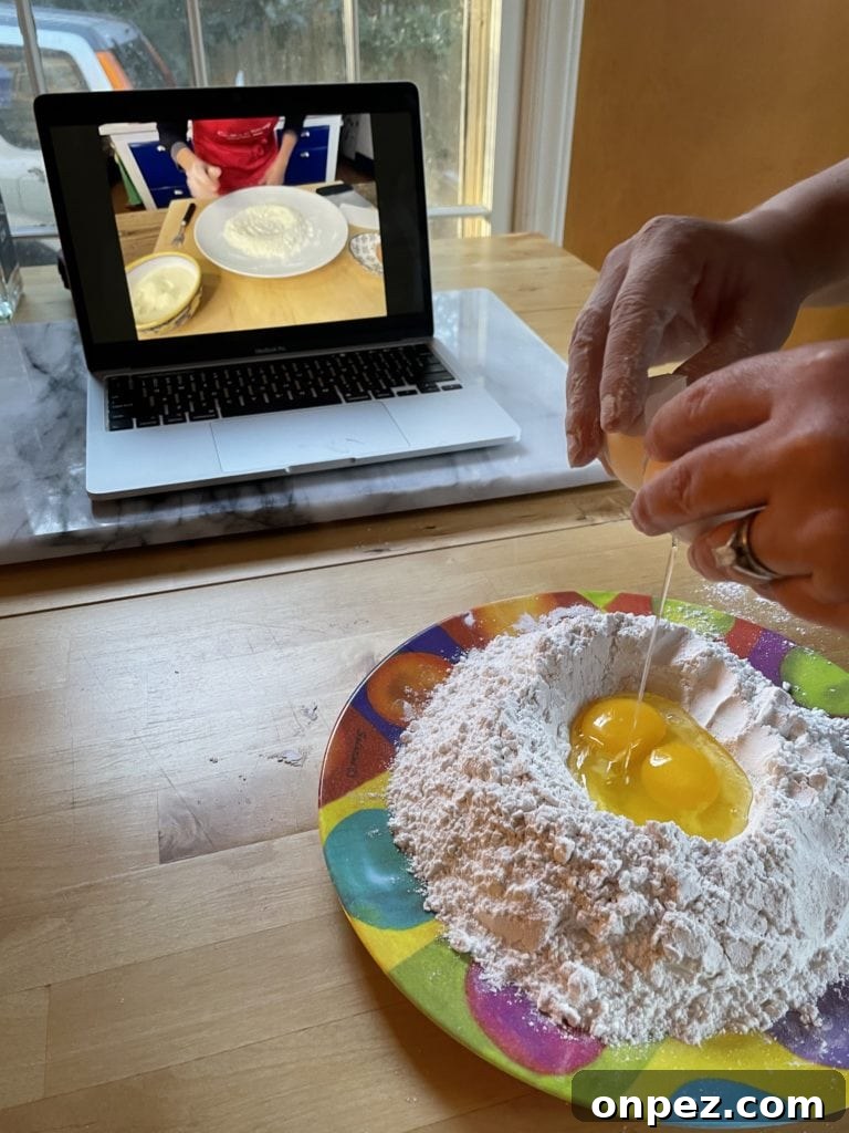 Chicca's Italian Almond Chocolate Cake Recipe 3 Making homemade fettuccine