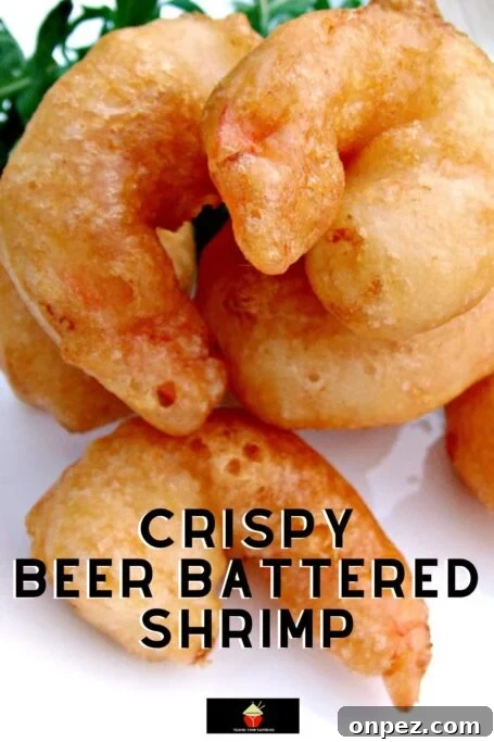 Crispy Beer Battered Shrimp. Light and crispy batter around delicious juicy shrimp, add your favorite dip and these are a perfect starter or party food.