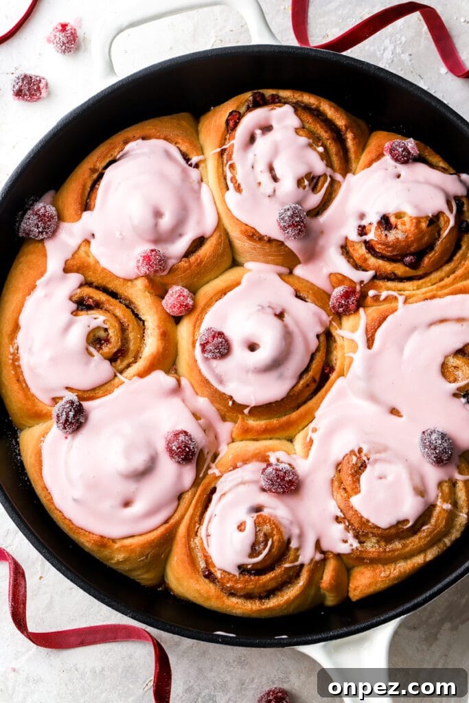 finished cranberry orange cinnamon rolls