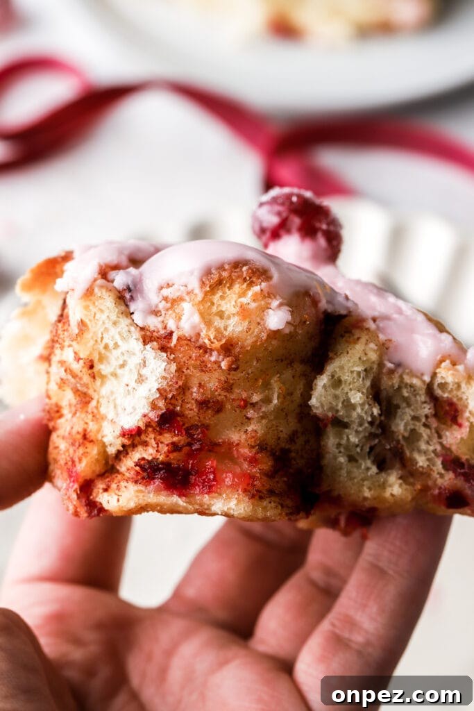 inside shot of cinnamon rolls