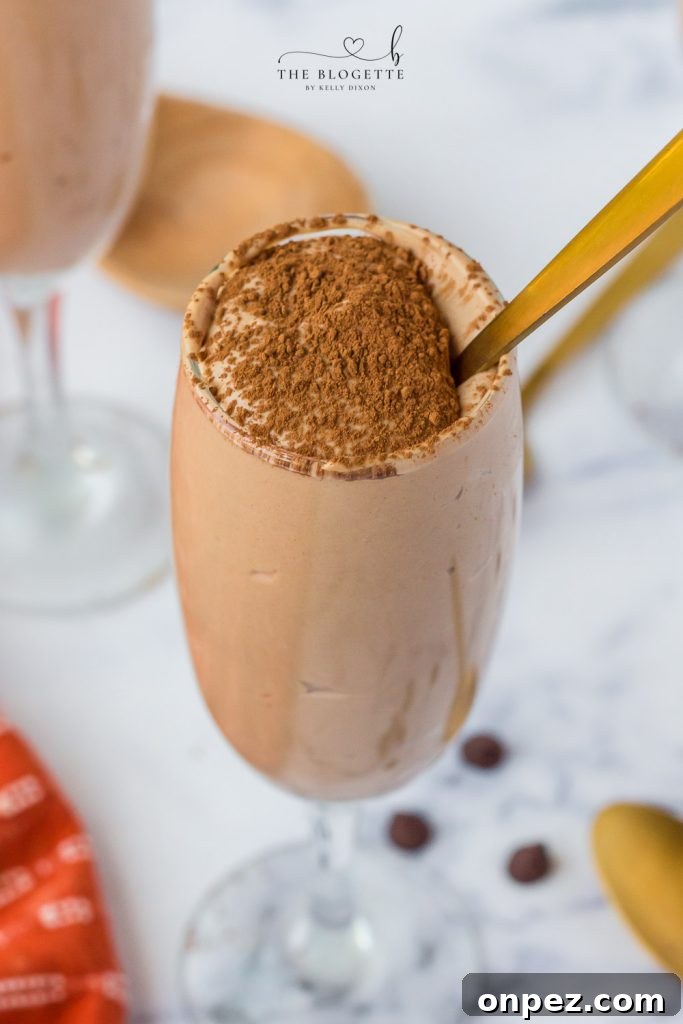 Tiramisu Mousse served and garnished.