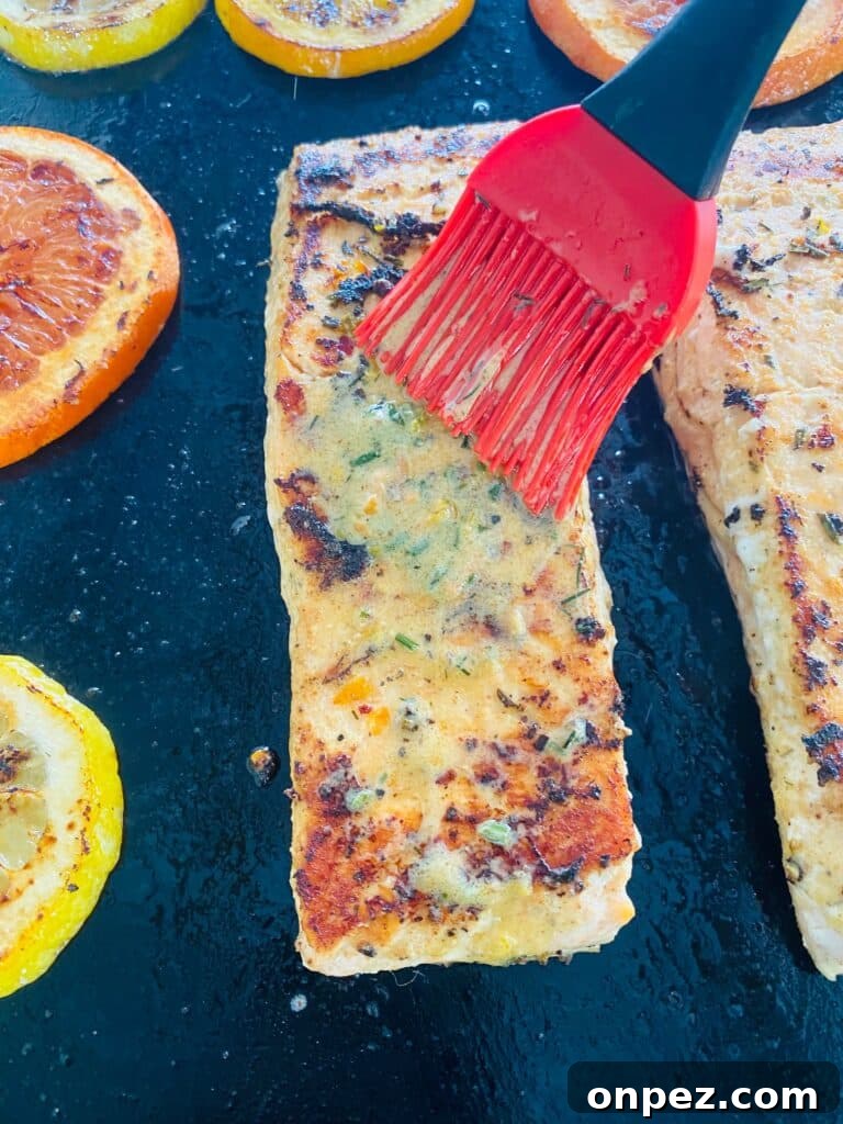 Blackstone Citrus Herb Salmon ready to serve