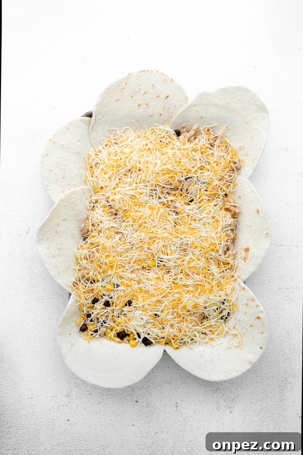 uncooked sheet pan chicken quesadillas. 