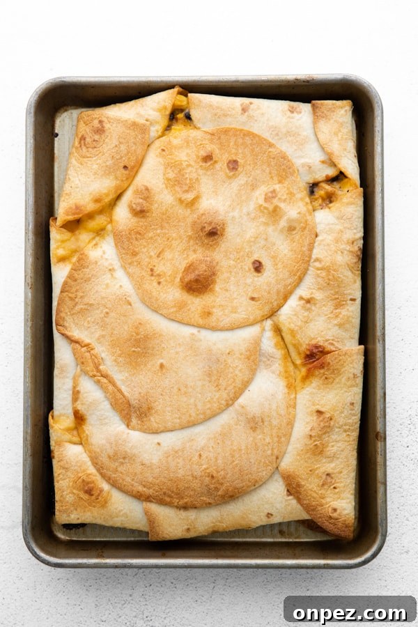 fully cooked sheet pan chicken quesadillas.