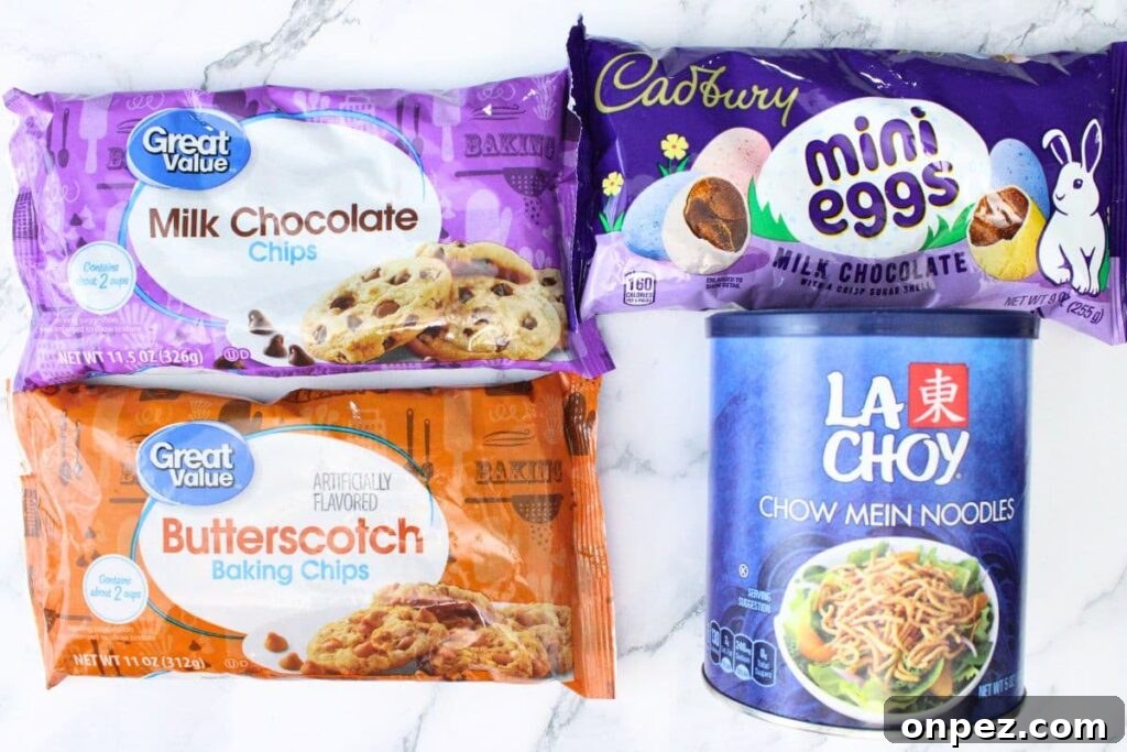 Microwave Easter Bird's Nest Haystacks Recipe 4 ingredients to make birds nest treats