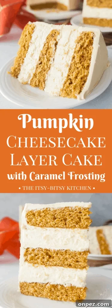 Decadent Pumpkin Cheesecake Layer Cake with Caramel Frosting 2 Pumpkin Cheesecake Layer Cake with Caramel Frosting